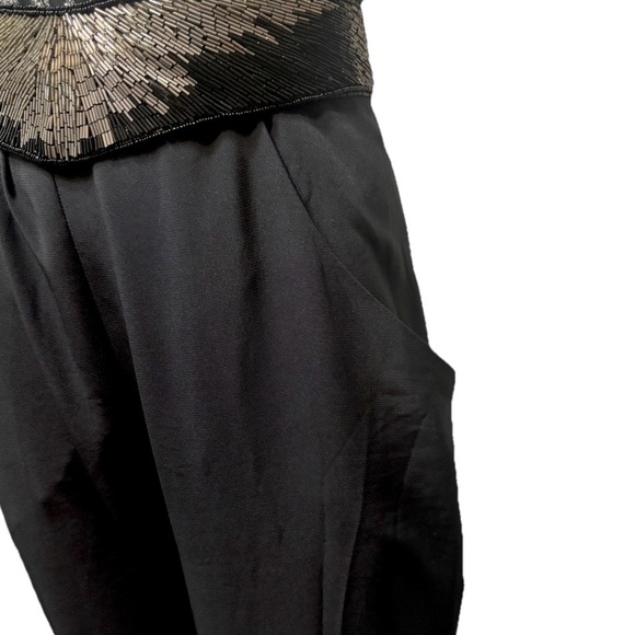 Vintage 80s Disco Metallic Silver & Black Striped Jumpsuit  Sz Small - Picture 8 of 14